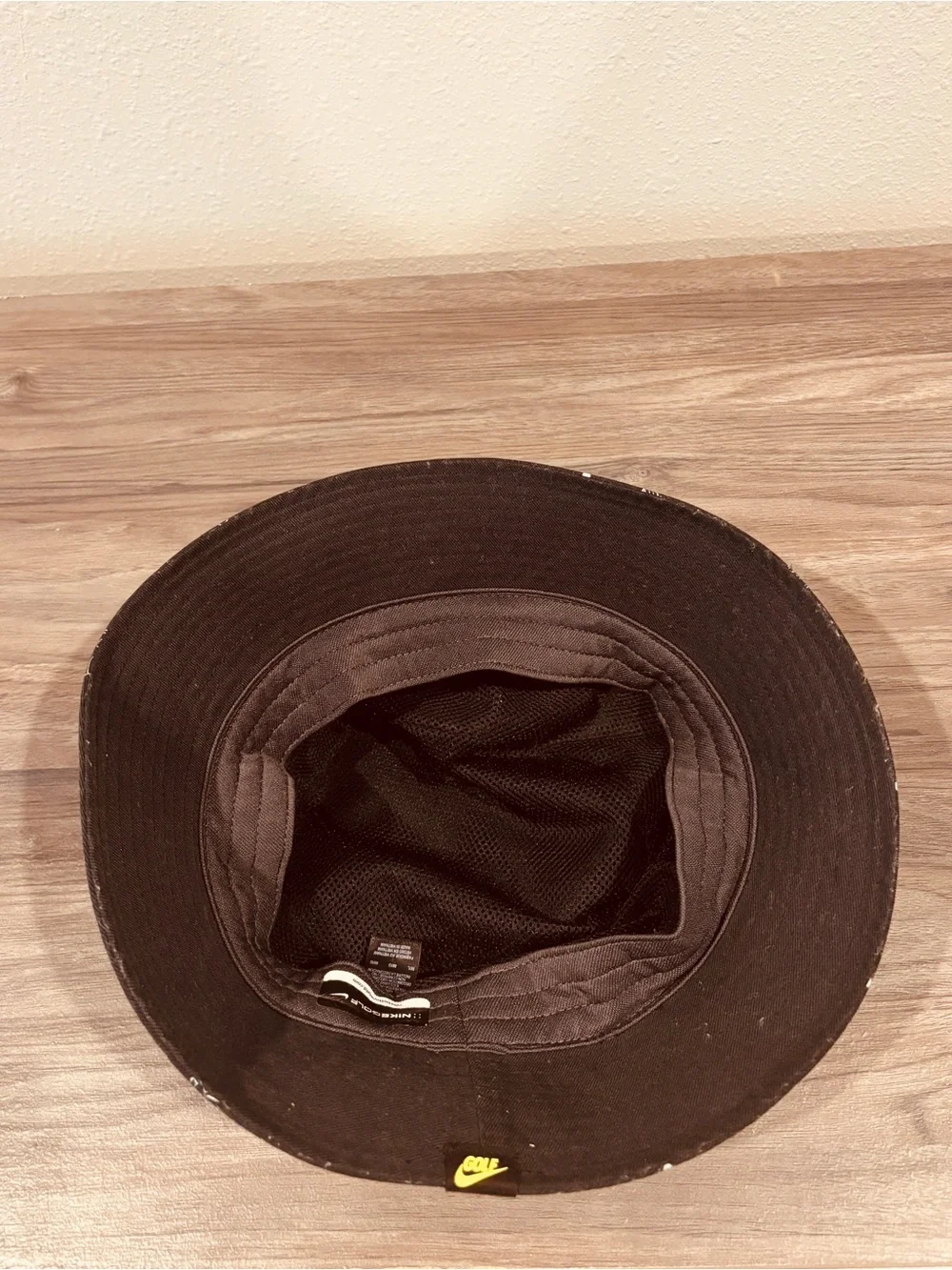 Nike Black Bucket Hat with White Praying Hands & Dot Pattern Sporty Activewear